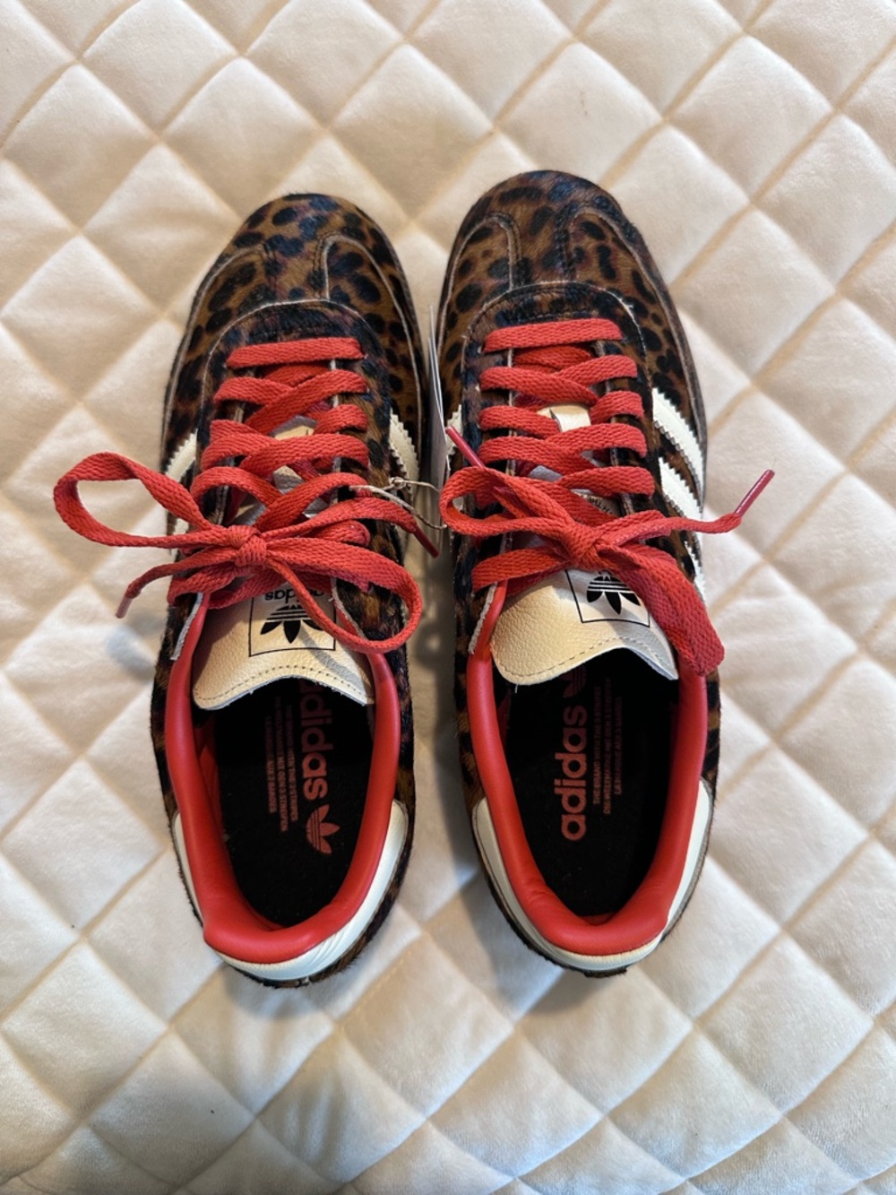 adidas Leopard-Print Sneakers with Cream Stripes and Red Accents - Picture 3 of 4